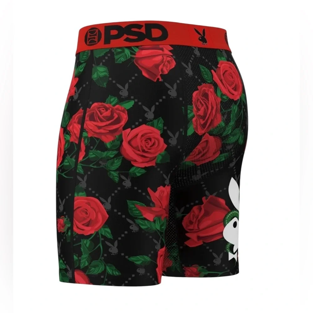PSD x Playboy slither snake floral‎ design boxer briefs black red size large